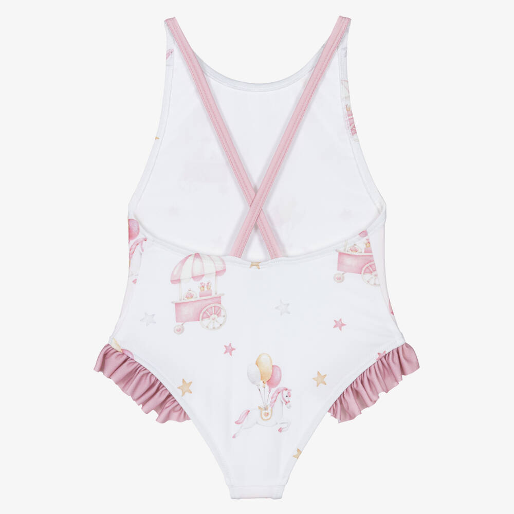 Meia Pata-Pink Carousel Aop Swimsuit | Childrensalon Outlet