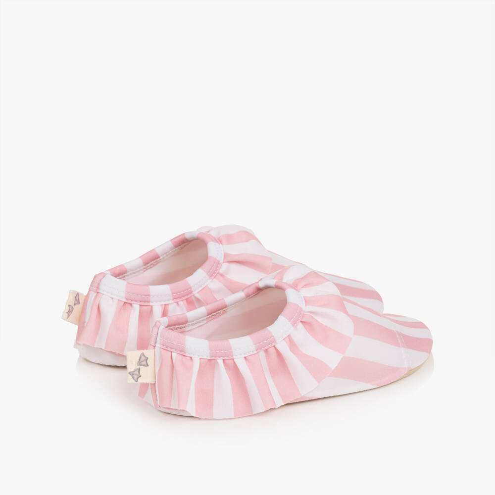 Meia Pata-Pink Striped Frilled Shoes | Childrensalon Outlet