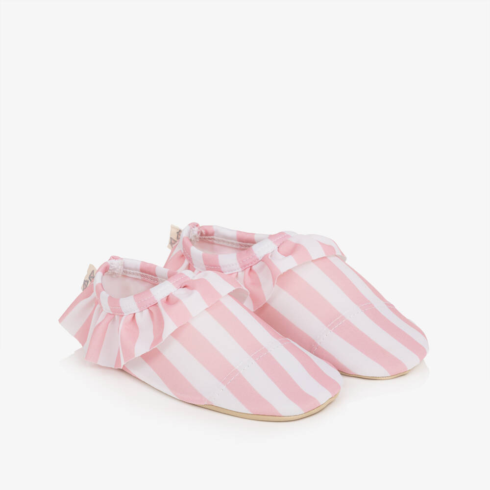 Meia Pata-Pink Striped Frilled Shoes | Childrensalon Outlet