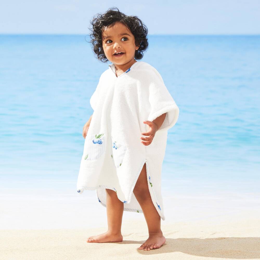 Meia Pata-منشفة بغطاء رأس بنقشة التوت الأزرق من القطن النقي | Childrensalon Outlet