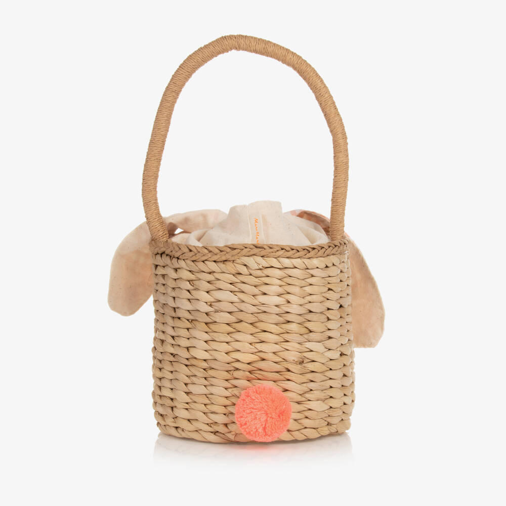 Meri Meri-Girls Beige Woven Bunny Handbag | Childrensalon Outlet
