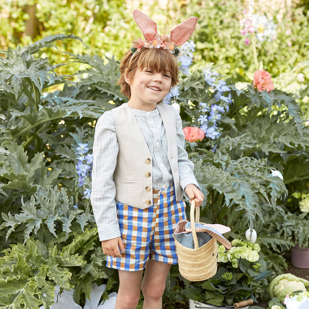 Meri Meri-Girls Beige Woven Bunny Handbag | Childrensalon Outlet