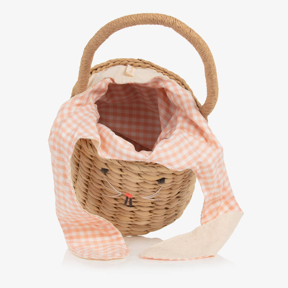 Meri Meri-Girls Beige Woven Bunny Handbag | Childrensalon Outlet