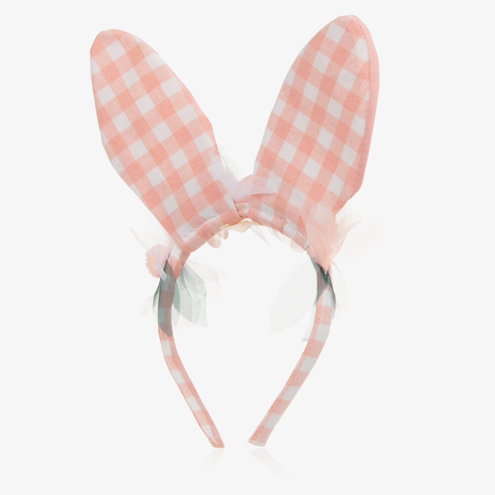Meri Meri-Girls Blush Gingham Bunny Headband | Childrensalon Outlet