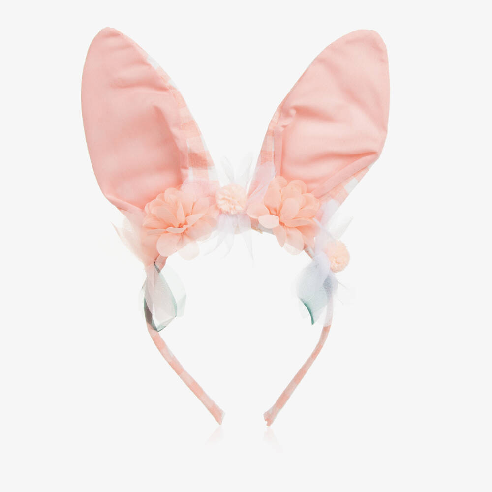 Meri Meri-Girls Blush Gingham Bunny Headband | Childrensalon Outlet