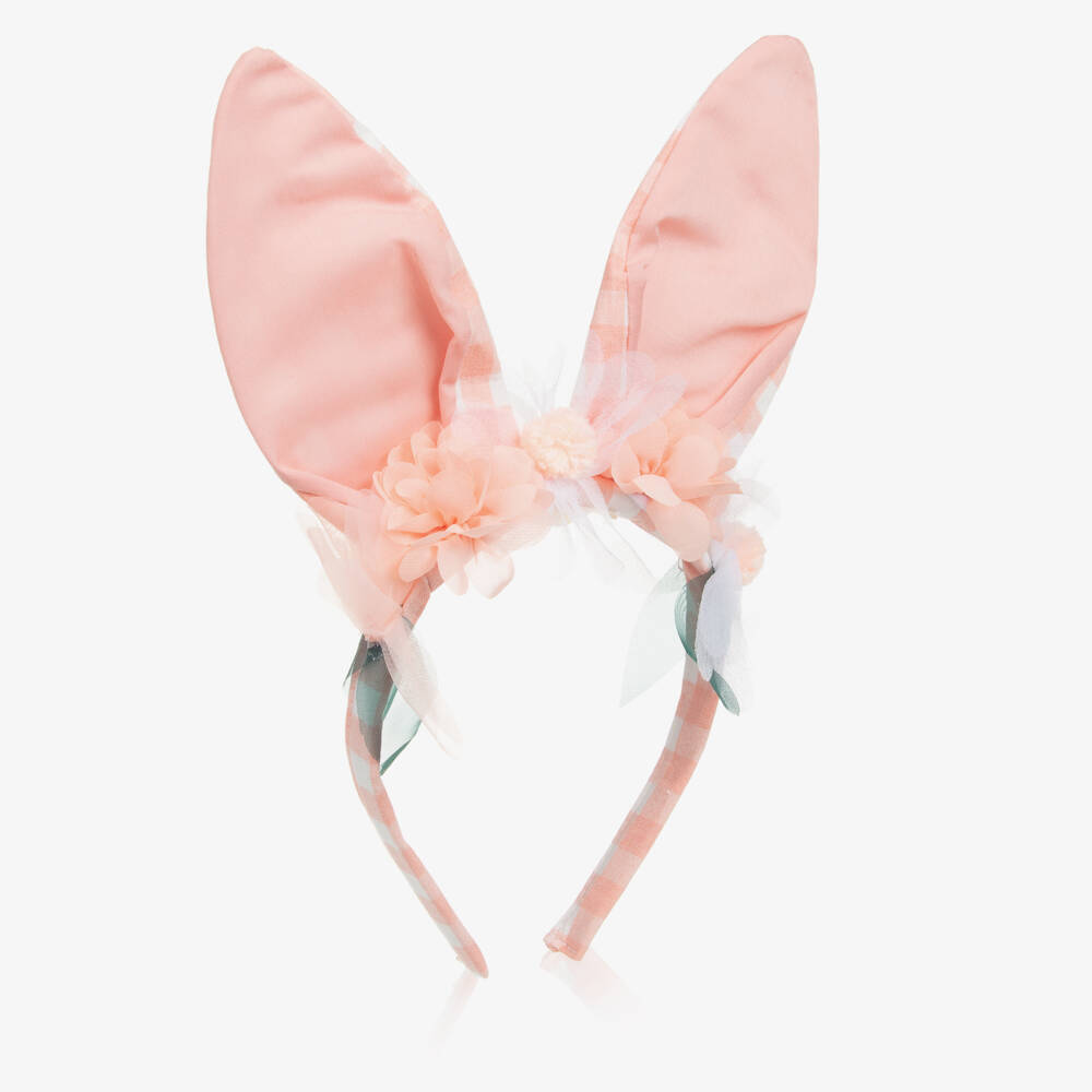 Meri Meri-Girls Blush Gingham Bunny Headband | Childrensalon Outlet