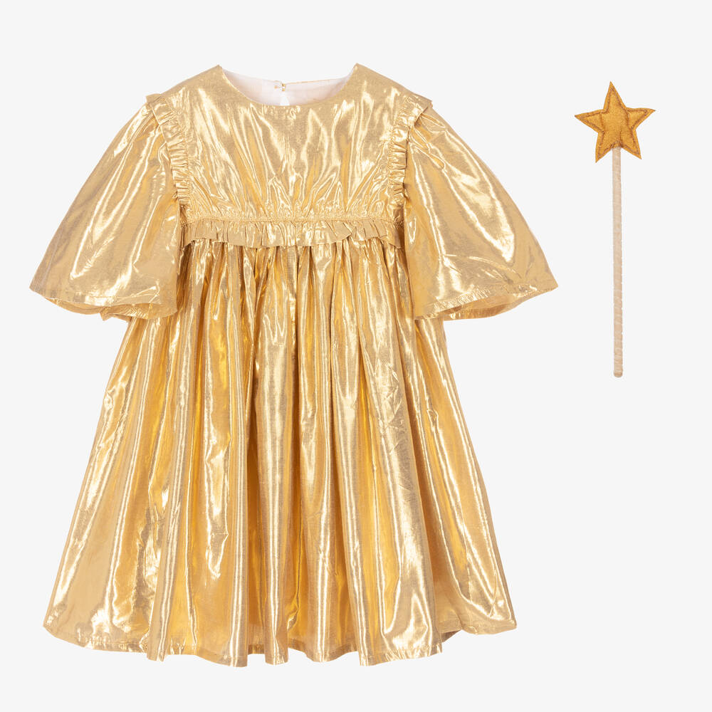Meri Meri-Girls Gold Angel & Wand Costume | Childrensalon Outlet