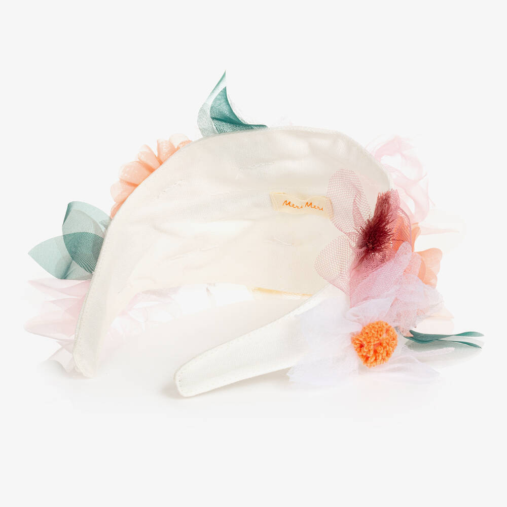 Meri Meri-Girls Pink & White Floral Hairband | Childrensalon Outlet