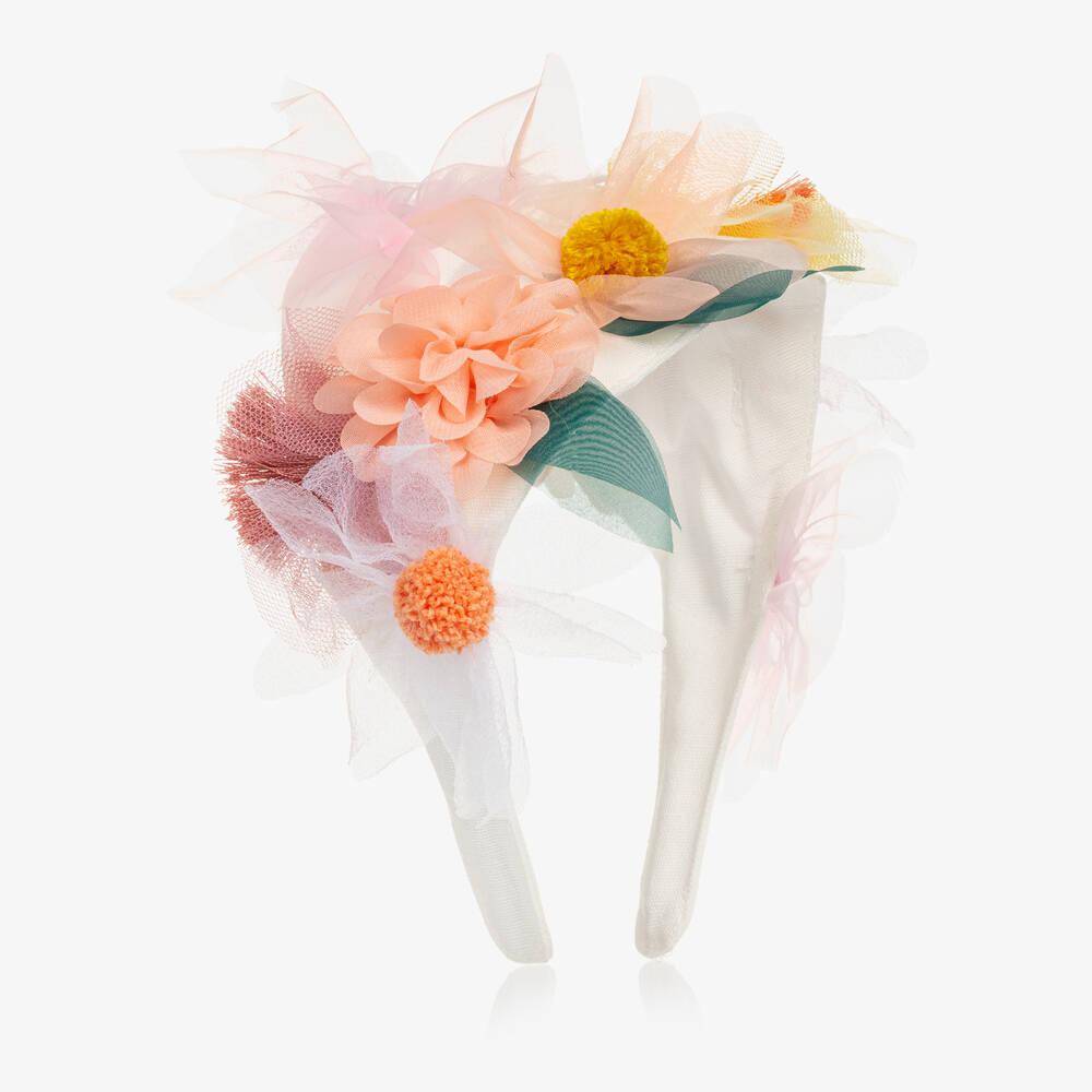 Meri Meri-Girls Pink & White Floral Hairband | Childrensalon Outlet