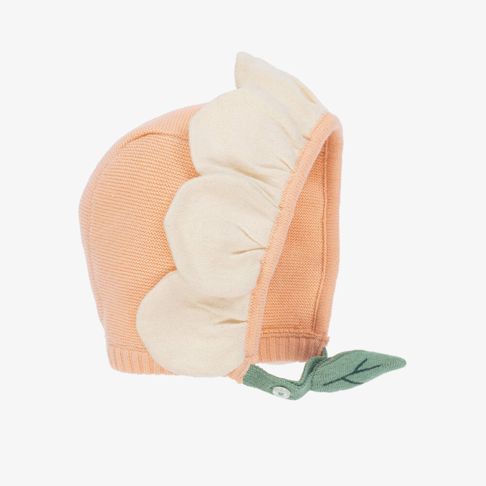 Meri Meri-Girls' Soft Pink Floral Knit Bonnet | Childrensalon Outlet