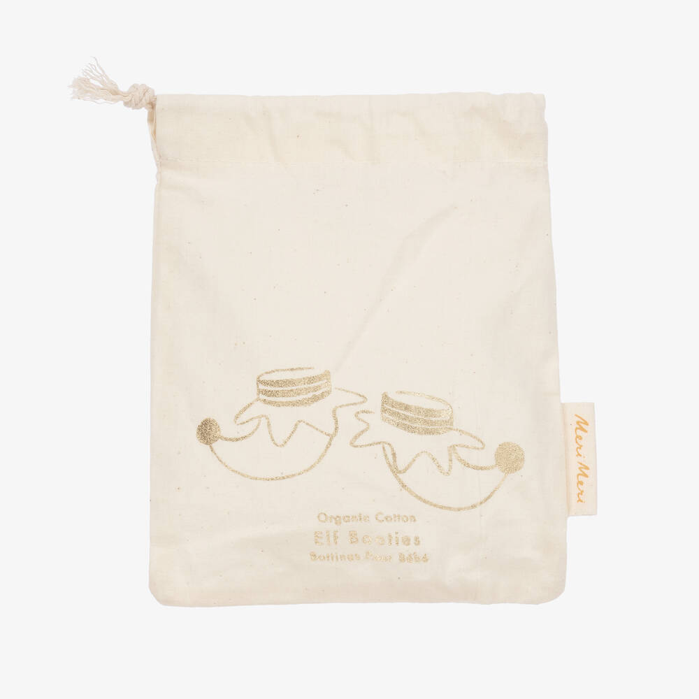 Meri Meri-Green & Ivory Cotton Elf Baby Booties  | Childrensalon Outlet
