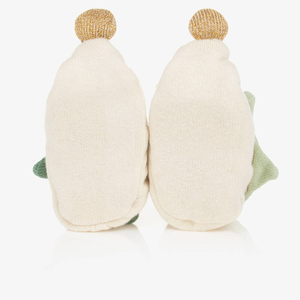 Meri Meri-Green & Ivory Cotton Elf Baby Booties  | Childrensalon Outlet