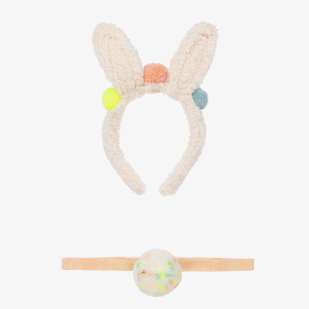 Meri Meri-Кремовые ушки и хвостик с помпоном из искусственного меха | Childrensalon Outlet