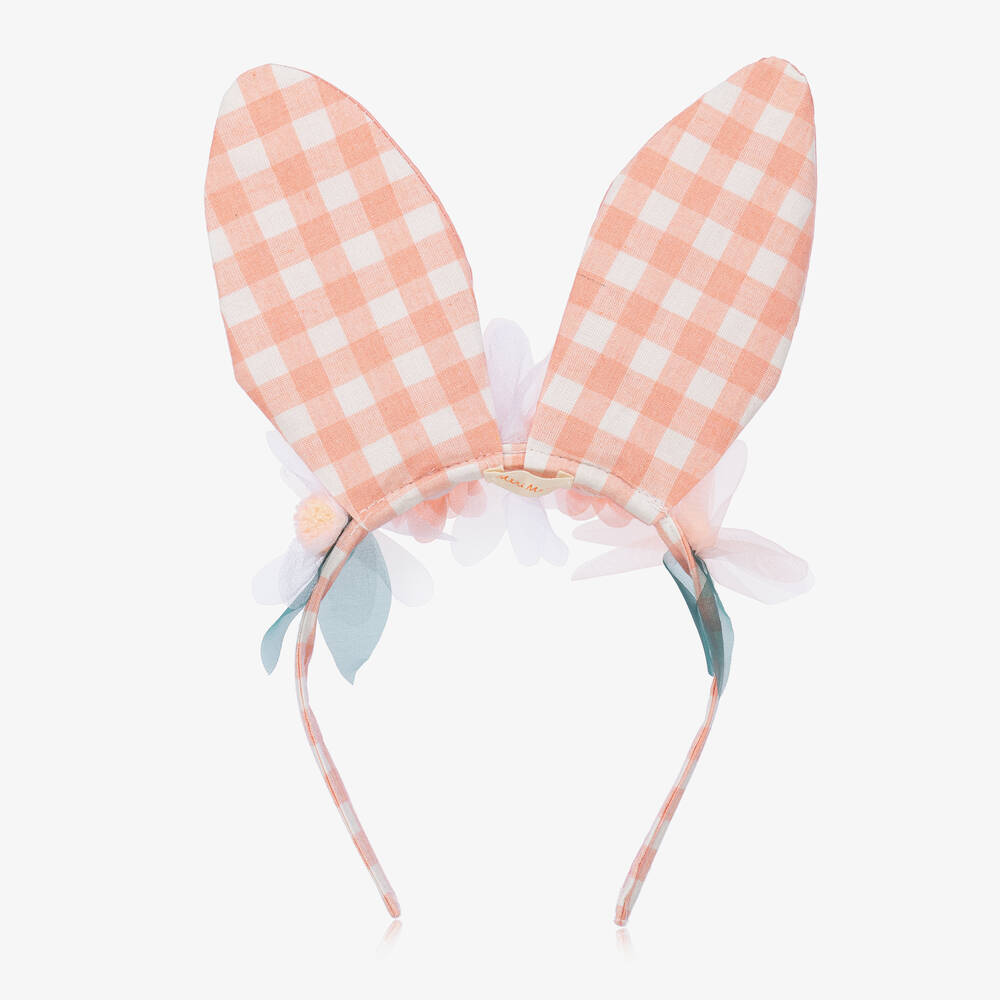 Meri Meri-Pink Gingham Bunny Ears Hairband | Childrensalon Outlet
