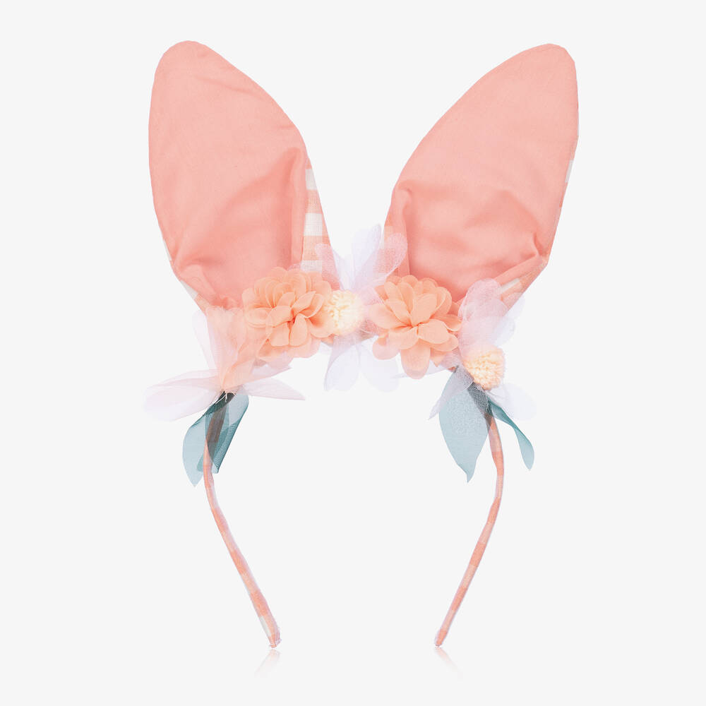 Meri Meri-Ободок с розовыми ушками в клетку | Childrensalon Outlet