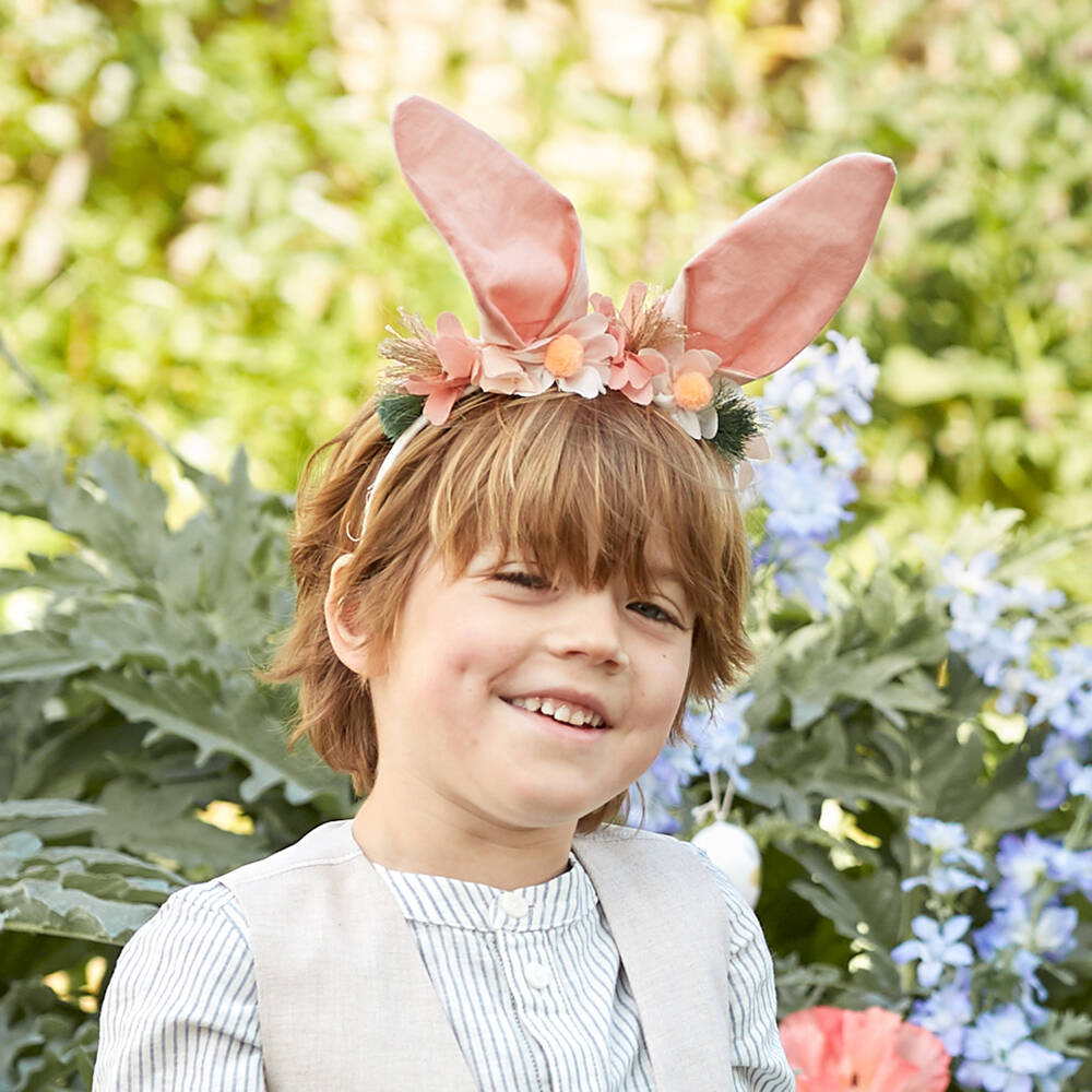Meri Meri-Pink Gingham Bunny Ears Hairband | Childrensalon Outlet