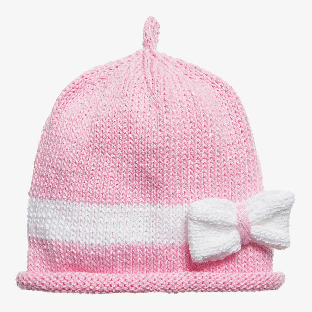 Merry Berries-Baby Pink Cotton Knitted Hat | Childrensalon Outlet