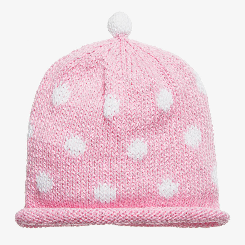 Merry Berries - Baby Pink Cotton Knitted Hat | Childrensalon