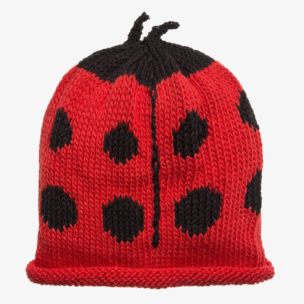 Merry Berries - قبعة قطن محبوك لون أحمر منقط للأطفال  | Childrensalon
