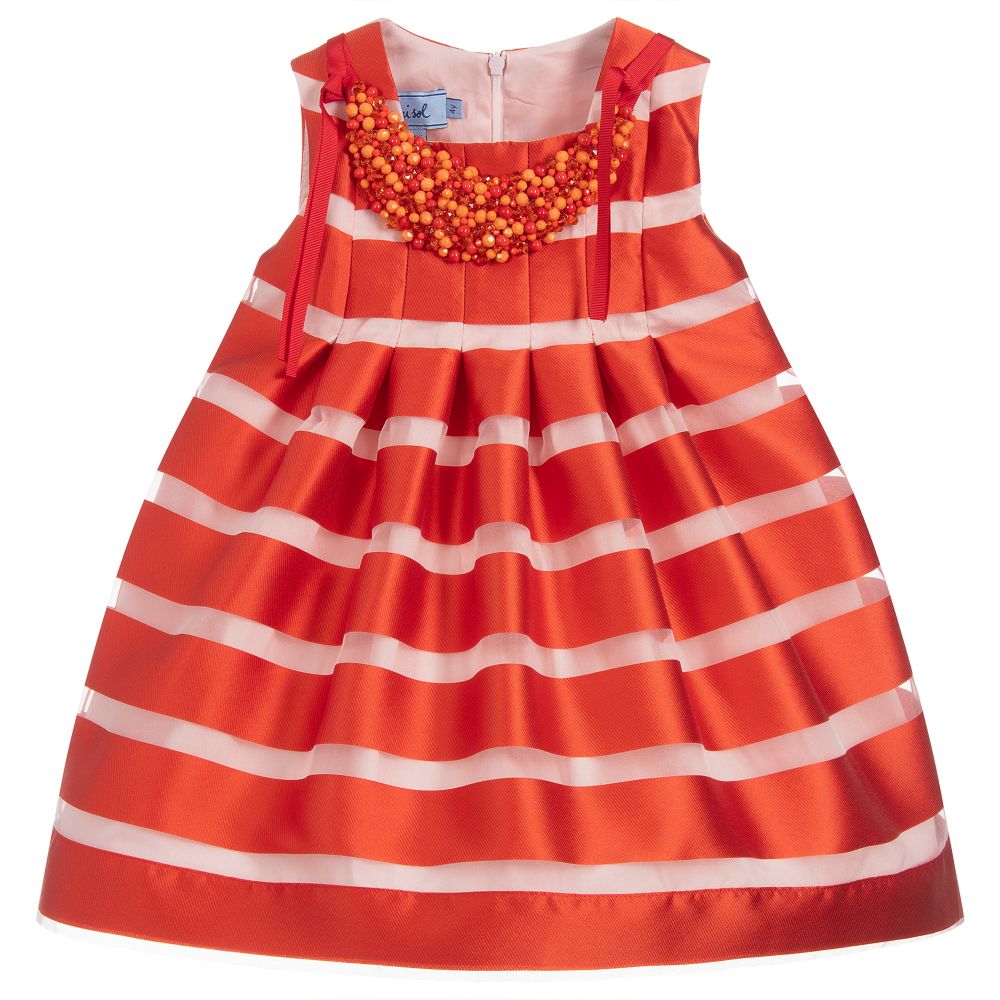 Mi Mi Sol - Girls Orange Stripe Dress | Childrensalon