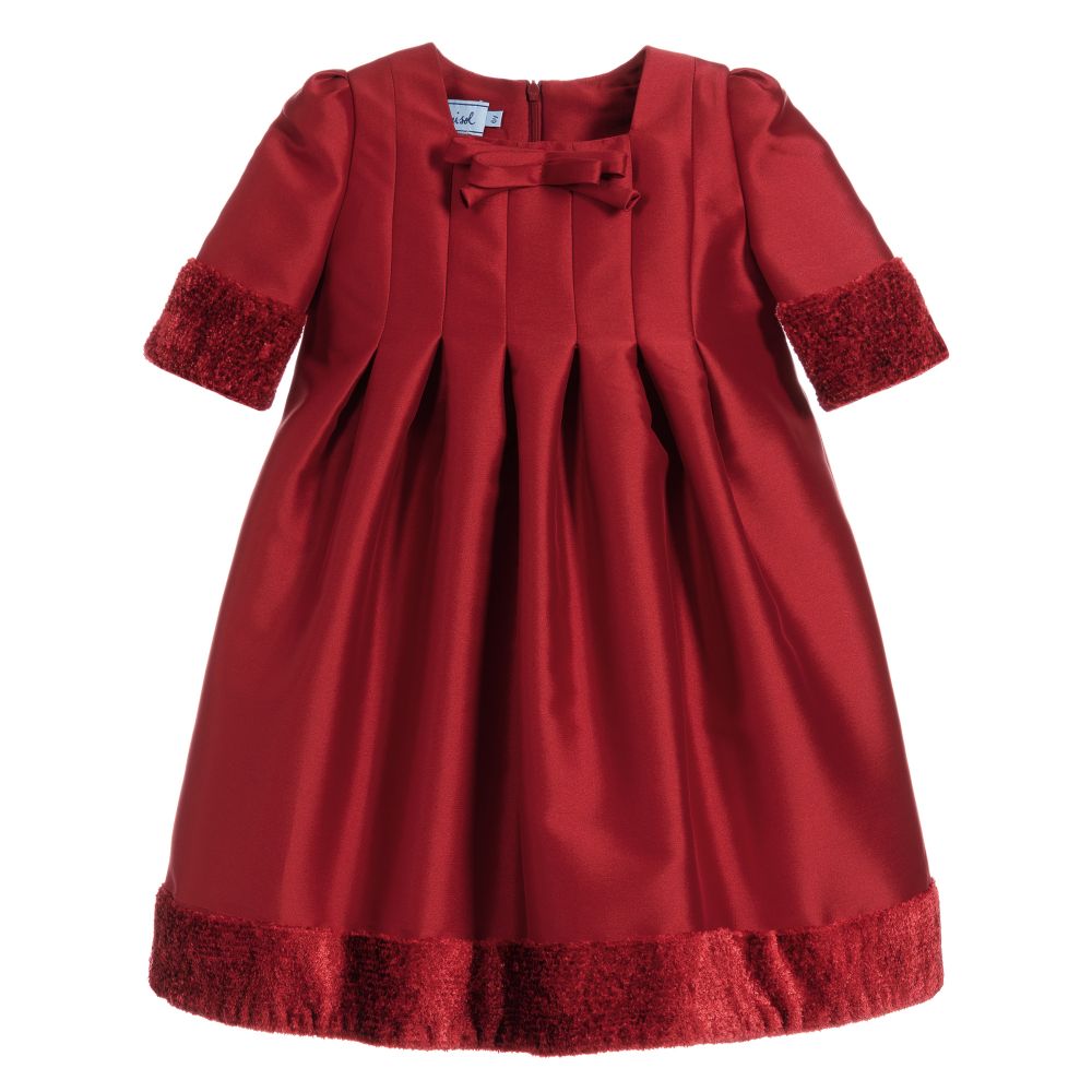 Mi Mi Sol - Красное атласное платье для девочек | Childrensalon