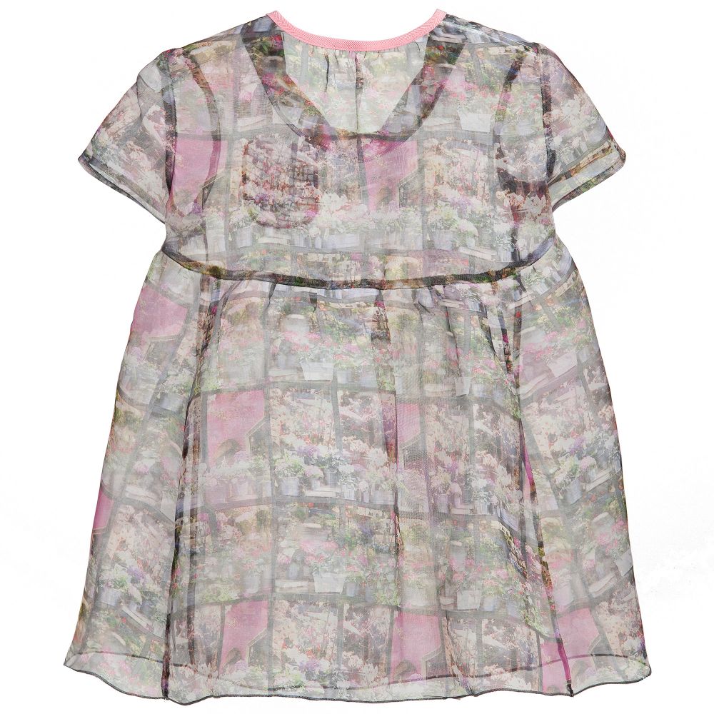 مي مي سول-فستان حريري  وردي مزهر مع طباعة | Childrensalon Outlet