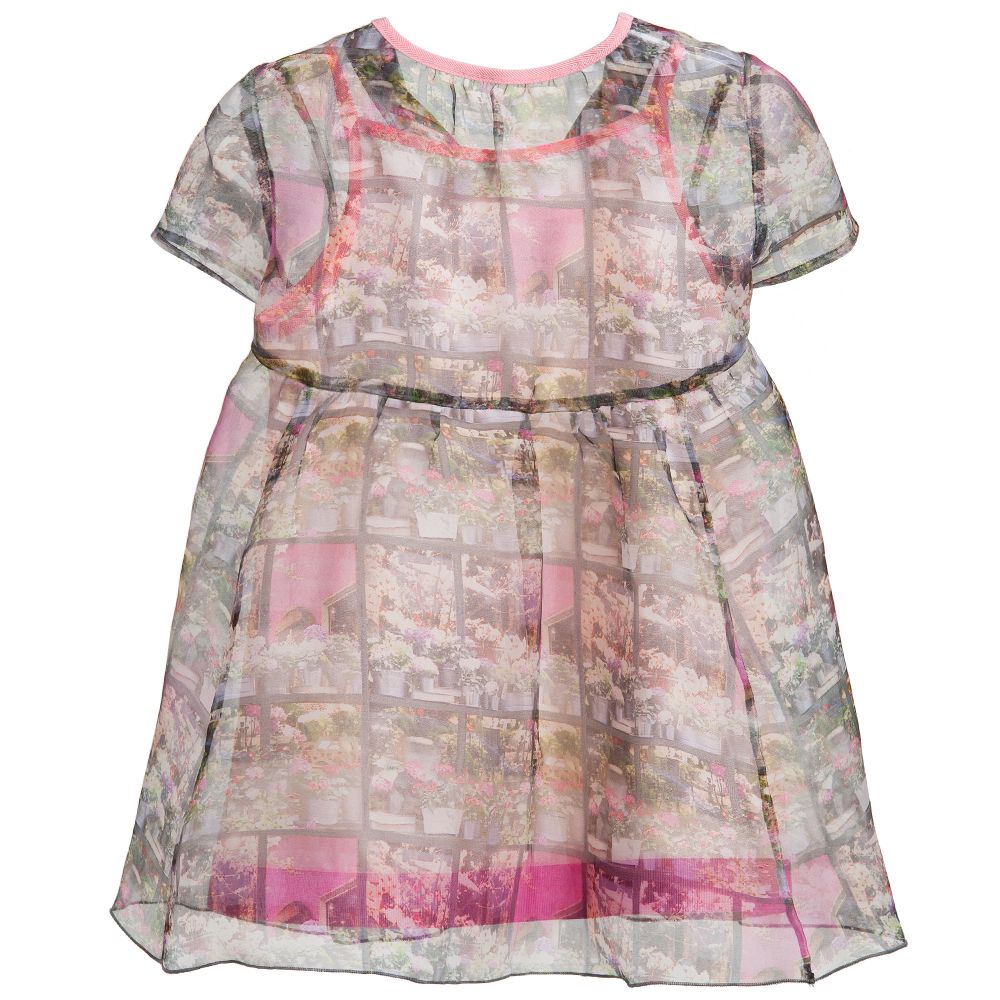 مي مي سول-فستان حريري  وردي مزهر مع طباعة | Childrensalon Outlet