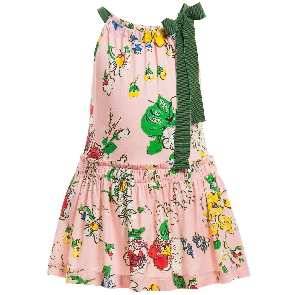 Mi Mi Sol - فستان جيرزي من الفيزكوز بلون وردي و بطبعة أزهار | Childrensalon