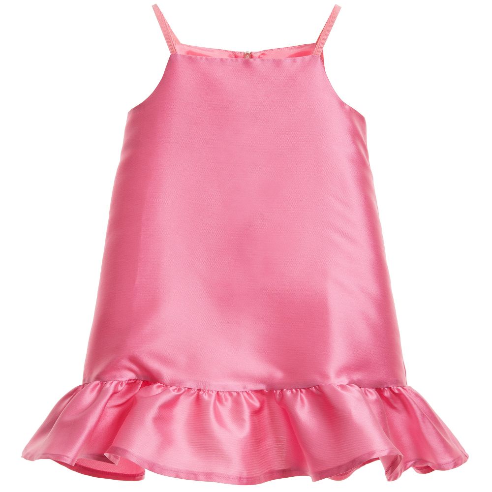 Mi Mi Sol-Pink Satin & Ivory Embroidered Overlay Dress | Childrensalon Outlet