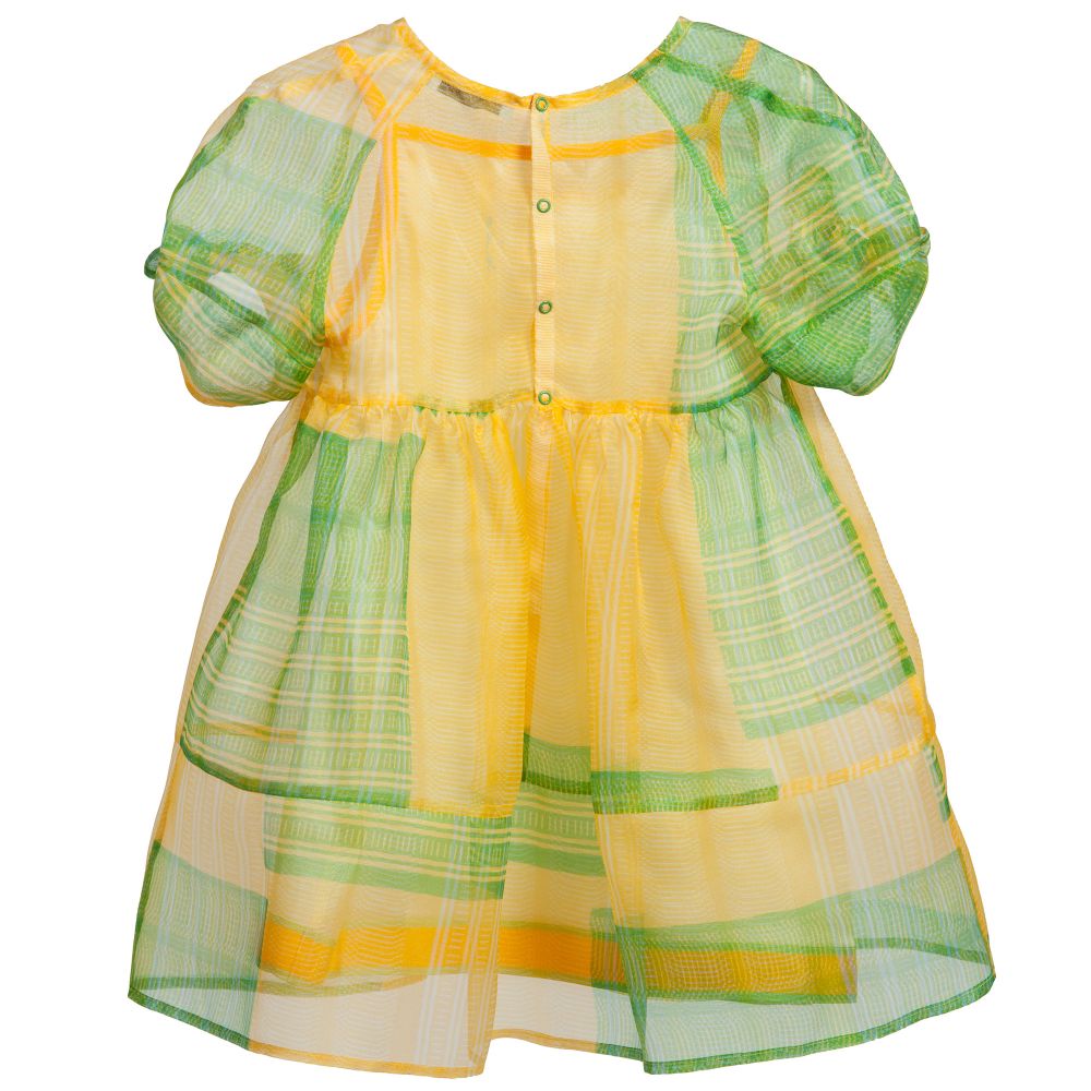 Mi Mi Sol-Yellow & Green Check Silk Dress | Childrensalon Outlet