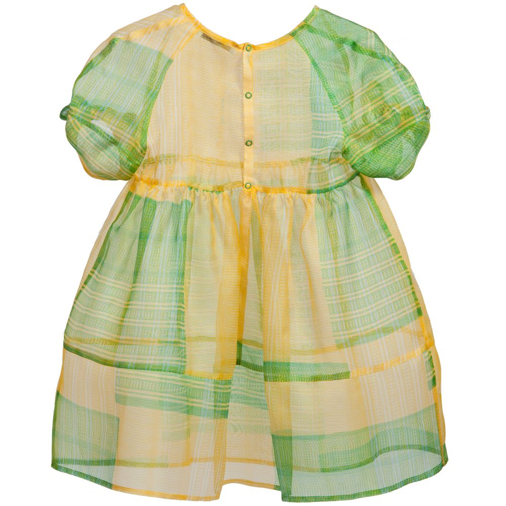 Mi Mi Sol-Yellow & Green Check Silk Dress | Childrensalon Outlet