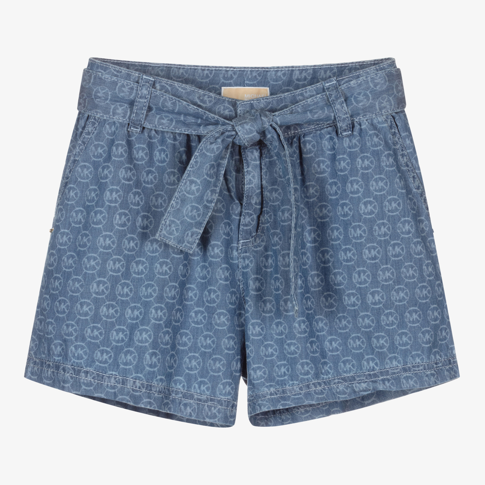 Michael Kors Kids - Blue Chambray Logo Shorts | Childrensalon