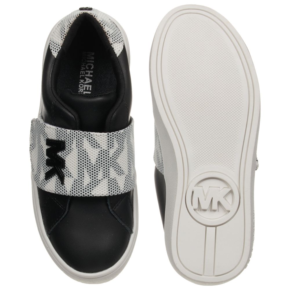 Childrens black leather trainers hot sale