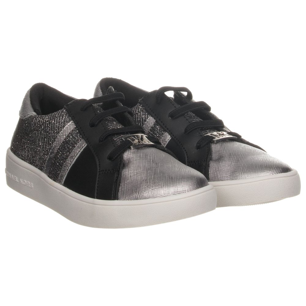 Michael Kors Kids - Girls Black & Silver Trainers | Childrensalon