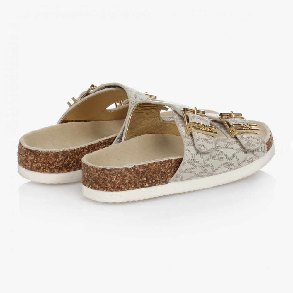 Michael Kors Kids Girls Ivory Logo Sliders Childrensalon Outlet