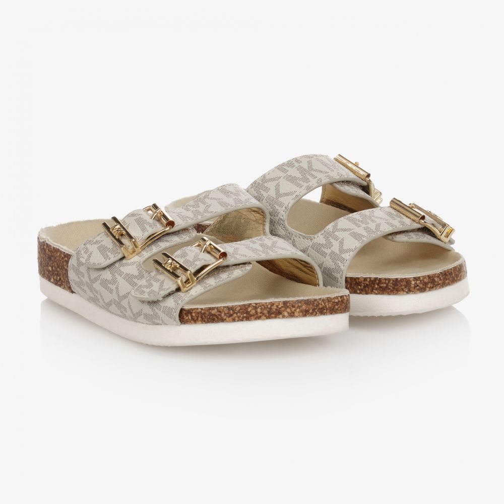 Michael Kors Kids - Girls Ivory Logo Sliders | Childrensalon