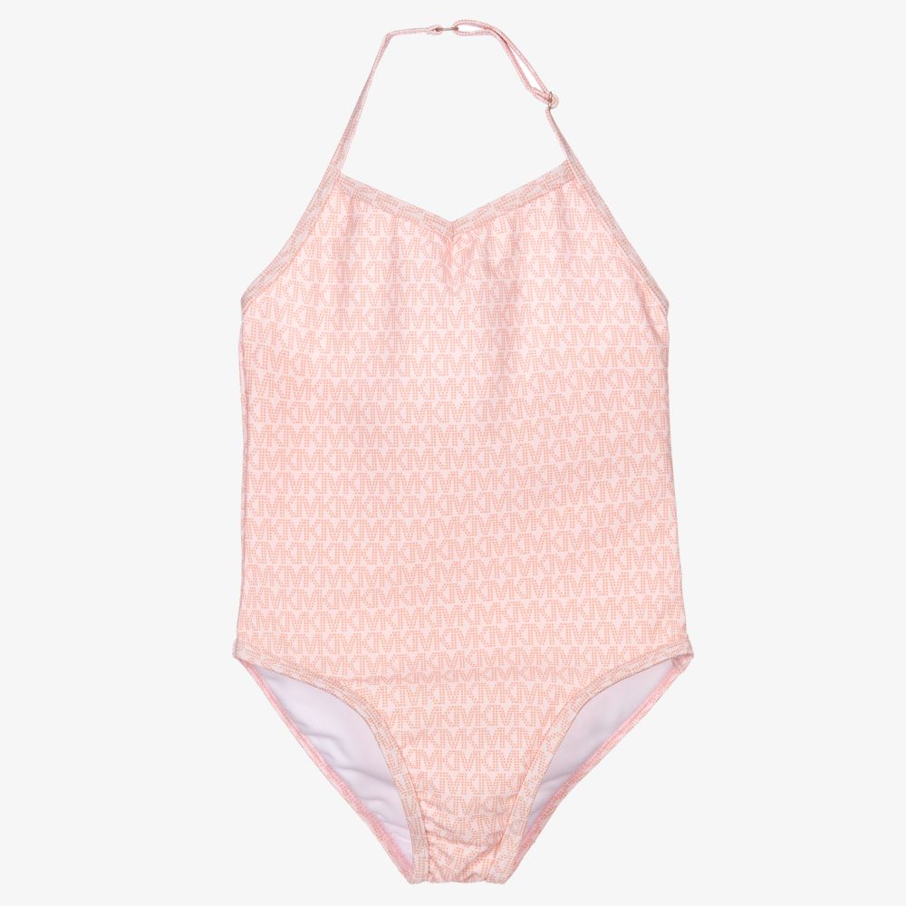 Michael Kors Kids - Girls Pink Logo Swimsuit | Childrensalon