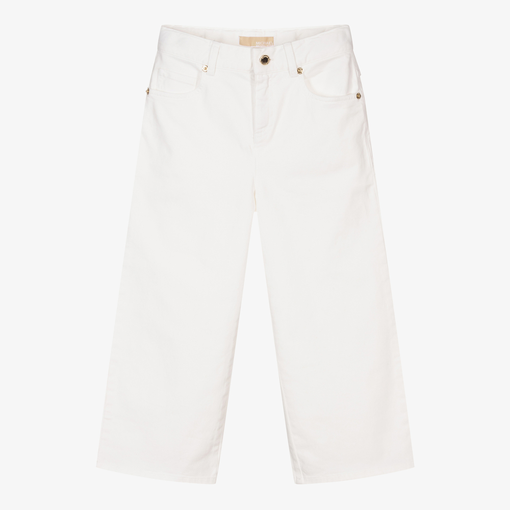 Michael Kors Kids - Girls White Cotton Jeans | Childrensalon