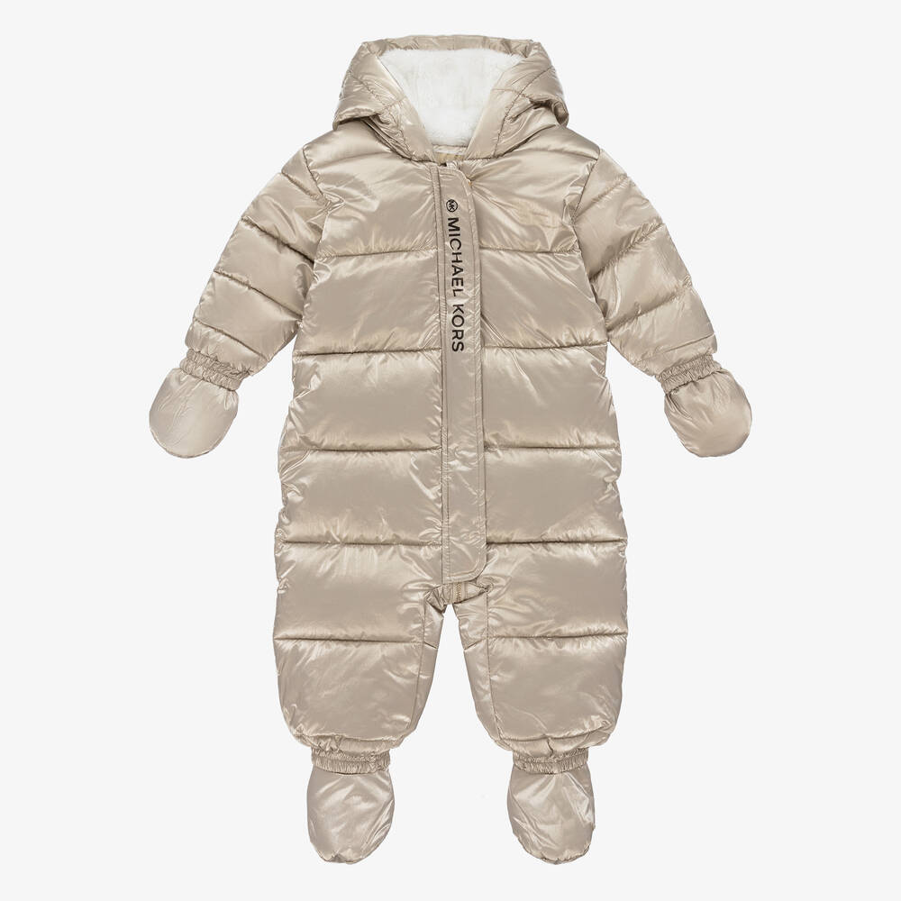 Michael Kors Kids - Baby Girls Gold Logo Snowsuit | Childrensalon