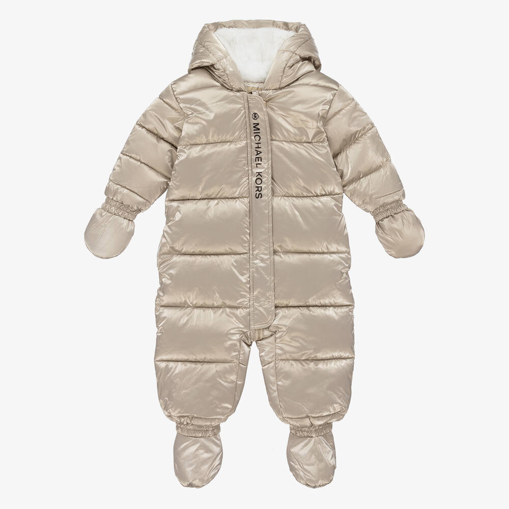 Michael Kors Kids Baby Girls Gold Logo Snowsuit Childrensalon Outlet