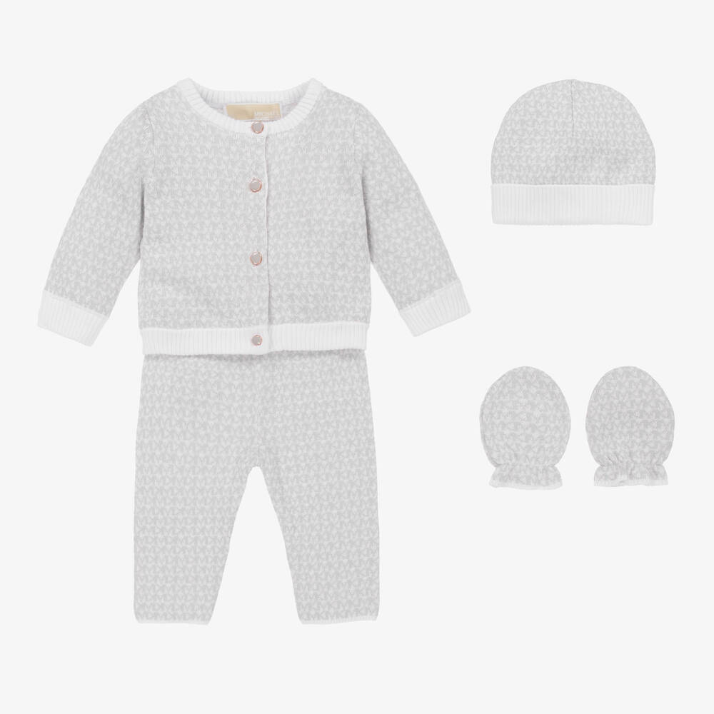 Michael Kors Kids - Baby Girls Grey Knitted Trousers Set | Childrensalon