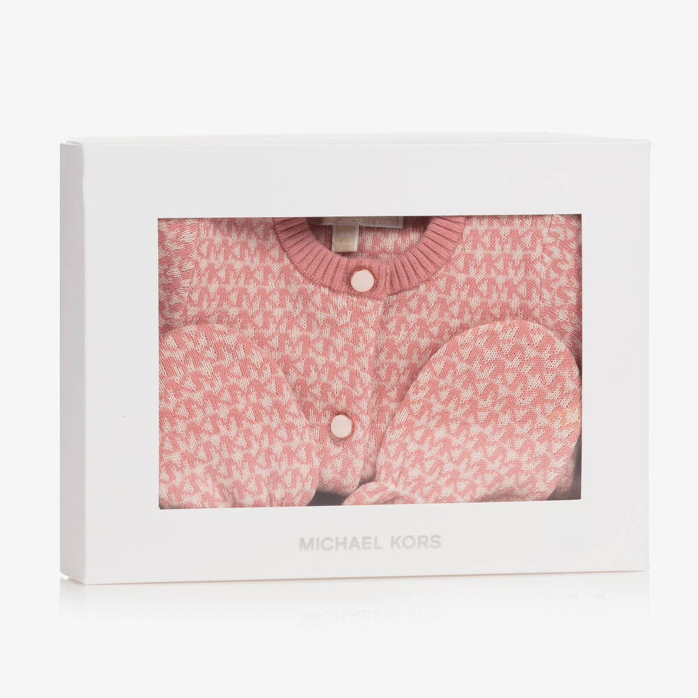 Michael Kors Kids-Baby Girls Pink Knitted Trousers Set | Childrensalon Outlet
