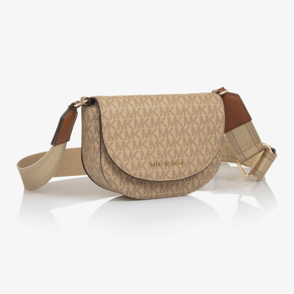 Michael Kors Kids-Beige Logo Charm Shoulder Bag | Childrensalon Outlet