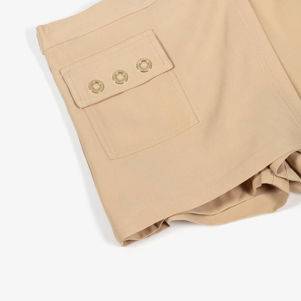 Michael Kors Kids-Beige Twill Wrap-Around Skort | Childrensalon Outlet