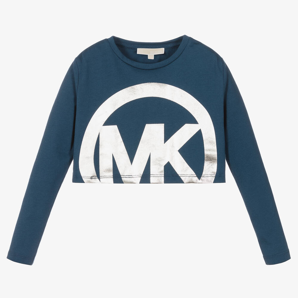 Michael Kors Kids - Синий кроп-топ с серебристым логотипом | Childrensalon