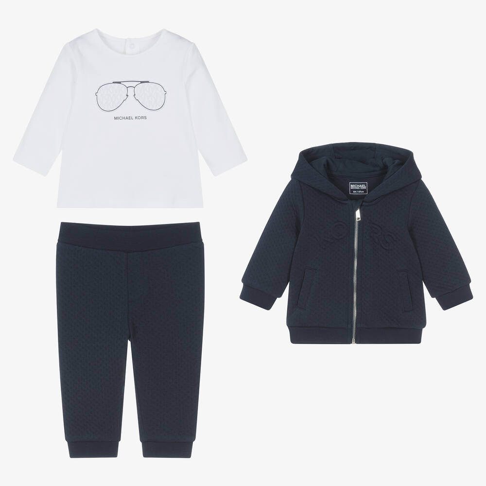 Michael Kors Kids-Boys Navy Blue Cotton Tracksuit Set | Childrensalon Outlet