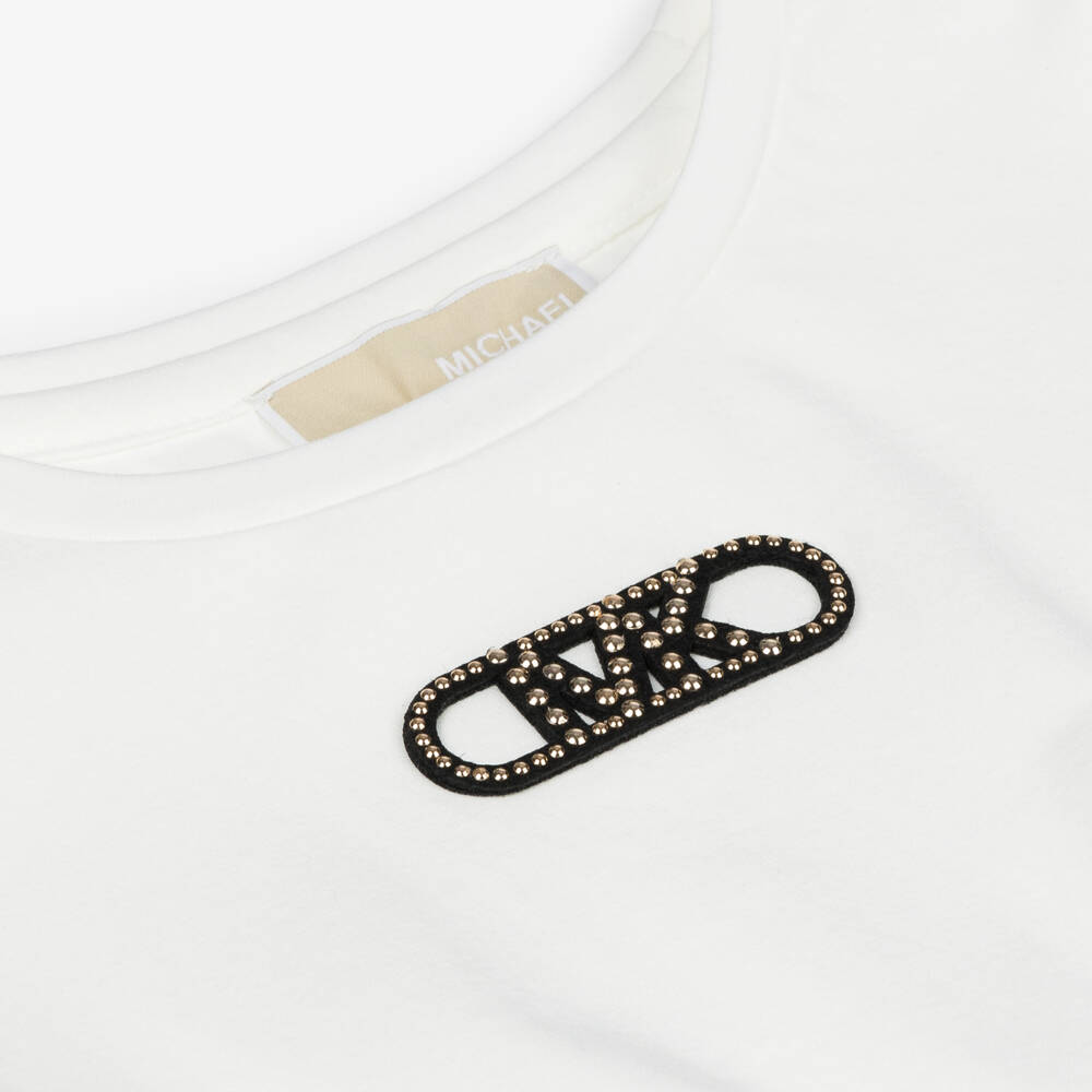 Michael Kors Kids-Elegant Girls Ivory & Grey Dress | Childrensalon Outlet