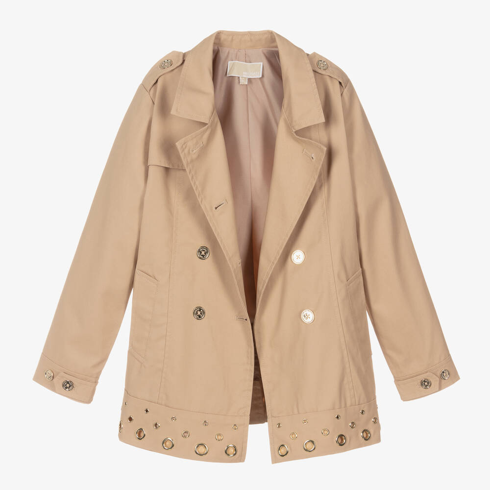 Michael Kors Kids-Girls Beige Cotton Trench Coat | Childrensalon Outlet