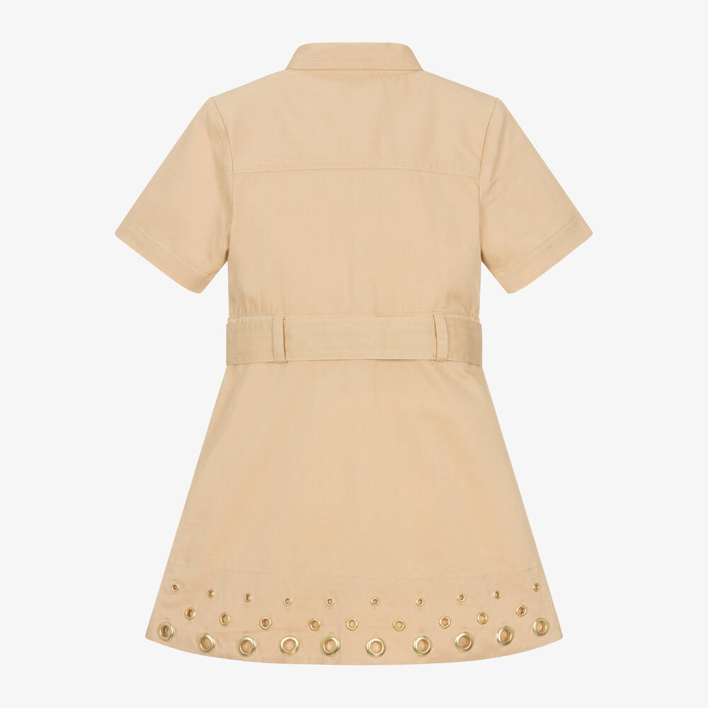 Michael Kors Kids-Girls Beige Cotton Utility Dress | Childrensalon Outlet