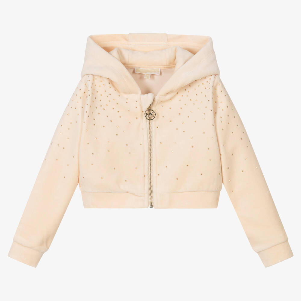 Michael Kors Kids Girls Beige Velour Zip Up Top Childrensalon